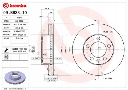 TARCZA HAM PRZOD 302X28 V BREMBO na Arena.pl