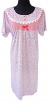 Koszula nocna damska z krótkim rękawem SENTINA bawełniana z haftem/koronką