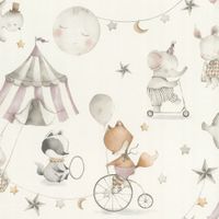 TAPETA DZIECIĘCA PASTELOWA ZWIERZĘTA BALONY GWIAZDY FLIZELINOWA