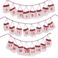 KALENDARZ ADWENTOWY DIY 24 WORECZKI JUTOWE Z KORONKĄ + SZNUREK NUMERY