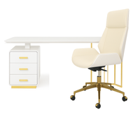 Zestaw mebli biurowych Avenis biało złote biurko 140 + fotel biurowy