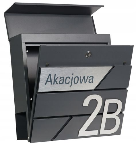 DUŻA SKRZYNKA NA LISTY Z ADRESEM NUMEREM DOMU ANTRACYT RAL 7016 na Arena.pl