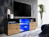 Pan Igiełka Szafka RTV LED Czarny Biały Dąb Wotan Połysk Mat  RGB LED Pilot