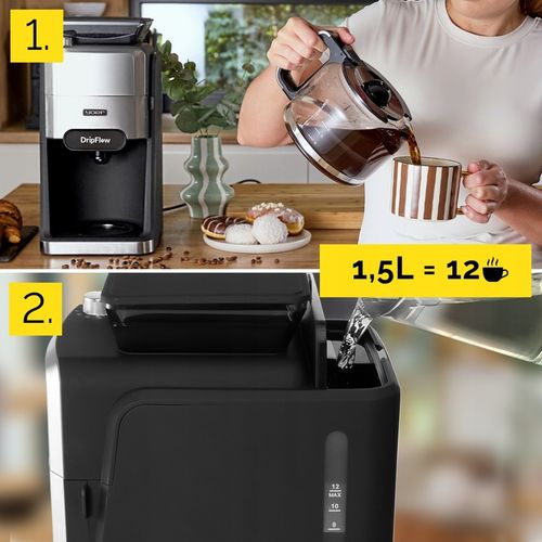 Ekspres przelewowy do kawy z Młynkiem żarnowym Yoer 1520W 1,5L na Arena.pl