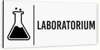 Tabliczka na drzwi LABORATORIUM Aluminium BIAŁA Dibond Piktogram NADRUK UV