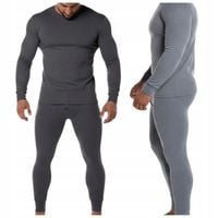 Komplet Kalesony Podkoszulek Bawełniany Ocieplany Męski Zimowy Ciepły