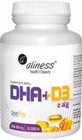 Omega DHA 300 mg z alg + D3 2000IU 60 KAPS BEZ GMO Cholesterol Odporność