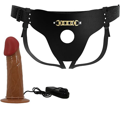 Wibrujący strap-on na paskach zdjęcie 3