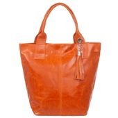 VERA PELLE torebka skórzana shopper z saszetką V550 pomarańczowa
