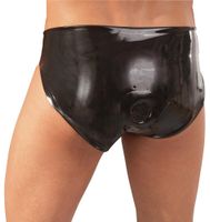 slipy lateksowe z dildo analnym late x czarny m/l 14 cm