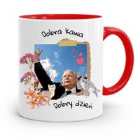 Kubek Czerwony Śmieszny Pis Jarosław Kaczyński Z Nadrukiem Ze Zdjęciem