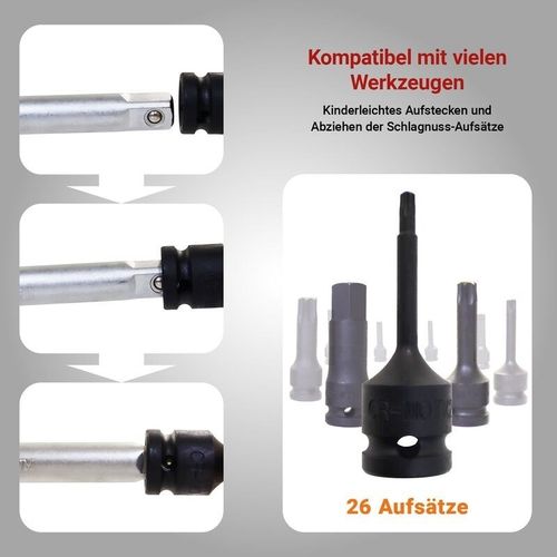 19607 26‑częściowy zestaw nasadek 1/2″ - nasadki, bity Torx i wielozębate na Arena.pl