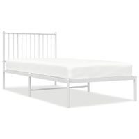 Metalowa rama łóżka z wezgłowiem, biała, 90x200 cm