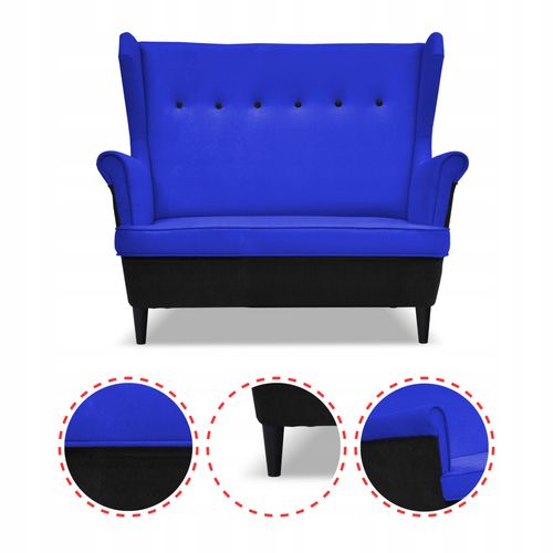 Zestaw wypoczynkowy ARI DUO sofa fotele Family Meble czarno - niebieski na Arena.pl