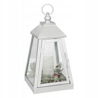 METALOWY LAMPION ZE ŚWIECZKĄ LED 32X17 CM BIAŁY BATERYJNY