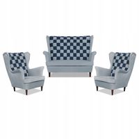 Zestaw uszak CAROL DUO sofa fotele Family Meble szaro - granatowy