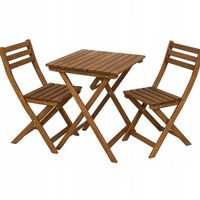 ZESTAW MEBLI OGRODOWYCH DREWNIANYCH STOLIK KRZESŁA I NA TARAS OGRÓD BALKON