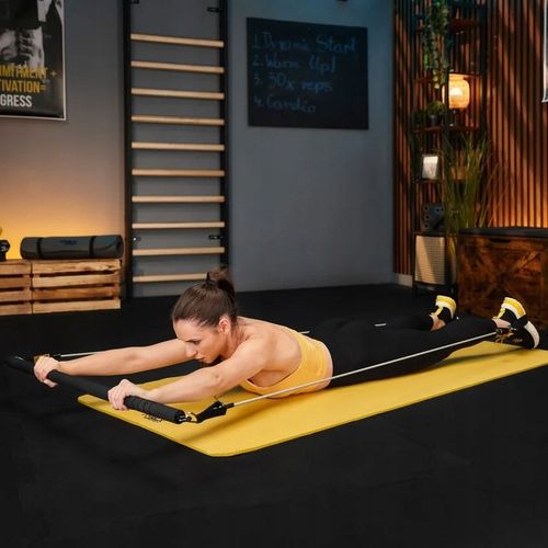 Drążek do ćwiczeń pilatesu kij 4x gumy oporowe ekspandery z drążkiem TREX na Arena.pl