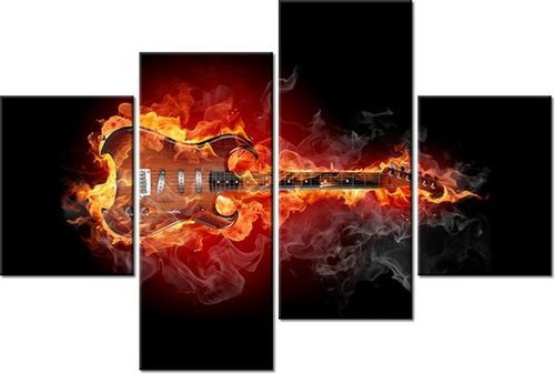140CM 70 OBRAZ PŁONĄCA GITARA ŚCIENNY na Arena.pl