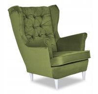 Fotel uszak Gaja skandynawski  oliwkowy jasny zielony