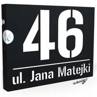 PODŚWIETLANY NUMER NA DOM TABLICZKA ADRESOWA LED 40X30 cm CZUJNIK ZMIERZCHU