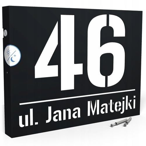PODŚWIETLANY NUMER NA DOM TABLICZKA ADRESOWA LED 40X30 cm CZUJNIK ZMIERZCHU na Arena.pl