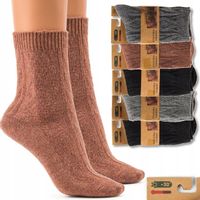 CIEPŁE skarpetki damskie WEŁNIANE pastelowe skarpety NATURALNE z angory