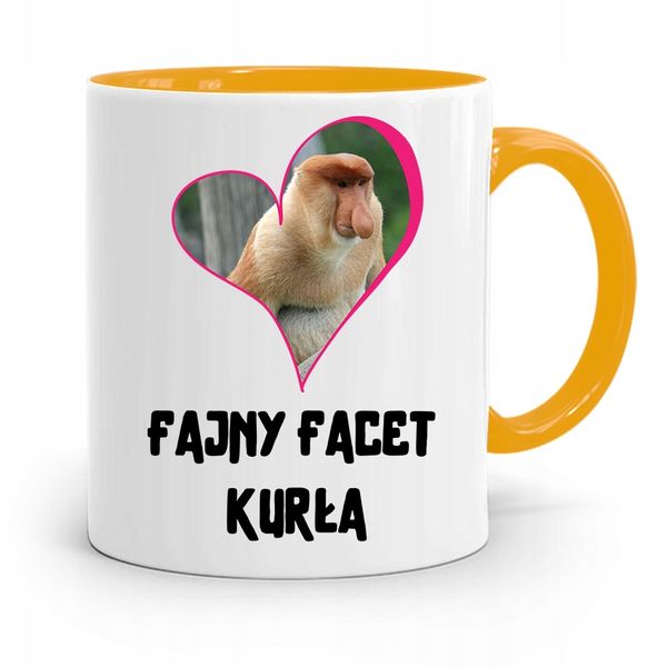 Kubek Żółty Dla Chłopaka Fajny Facet Z Nadrukiem Ze Zdjęciem zdjęcie 1