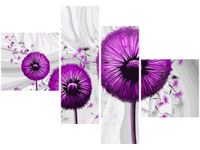 100 70CM OBRAZ 4 ELEM FIOLETOWE DMUCHAWCE 3 DRUK PŁÓTNO RAMA