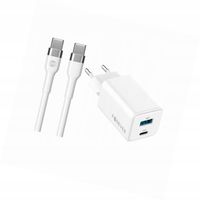 Szybka ładowarka GaN 45W 2 wejścia USB i USB-C z kablem do iPhone 15