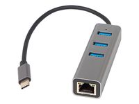 Karta sieciowa USB-C RJ45+3xUSB kabel K-06