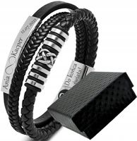 Bransoletka skórzana WĘZEŁ z GRAWEREM 316L