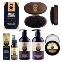 Kosmetyki do Pielęgnacji Brody i Wąsów Dla Brodacza + Kartacz PREMIUM