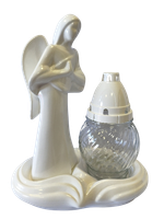 Anioł ceramiczny biały ze zniczem