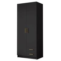 Szafa ADA I 80 cm - pojemna garderoba - CZARNY+ZŁOTY