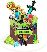 Wydruk CUKROWY masa cukrowa na tort PIKSELE zestaw POSTACI dekoracja