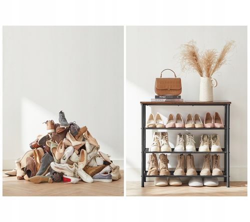 Regał Szafka na Obuwie Stojak Półka Organizer LOFT Komoda Czarna na Arena.pl