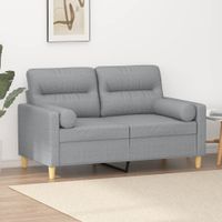 2-osobowa sofa z poduszkami, jasnoszara, 120 cm, tkanina