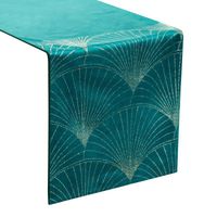 Bieżnik welwetowy z nadrukiem BLINK 35x140 ciemnoturkusowy