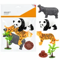 Zwierzątka zwierzęta dzikie 5 elementów hipopotam tygrys panda dla dzieci