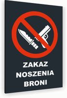 Tabliczka znak informacyjny 40x30 Antracyt ZAKAZ NOSZENIA BRONI Dibond