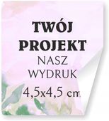Naklejki ETYKIETY REKLAMOWE twoje LOGO dowolny nadruk 4,5 x 4,5 cm 192 szt.