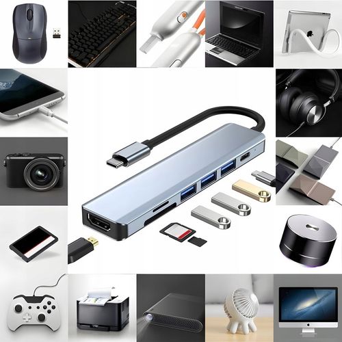 HUB ADAPTER ROZDZIELACZ USB-C 7W1 HDMI USB C 3.0 KART SD MICRO 100W 4K na Arena.pl
