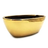 OSŁONKA CERAMICZNA DONICZKA NA KWIATY NOWOCZESNA OWALNA ZŁOTA 29 cm