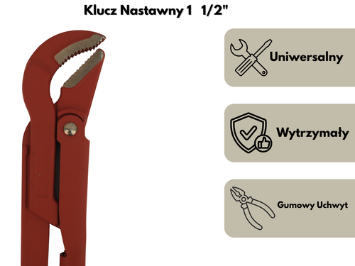 Uniwersalny Klucz Do Rur 1.5" Stalowy Regulowany Hydrauliczny na Arena.pl