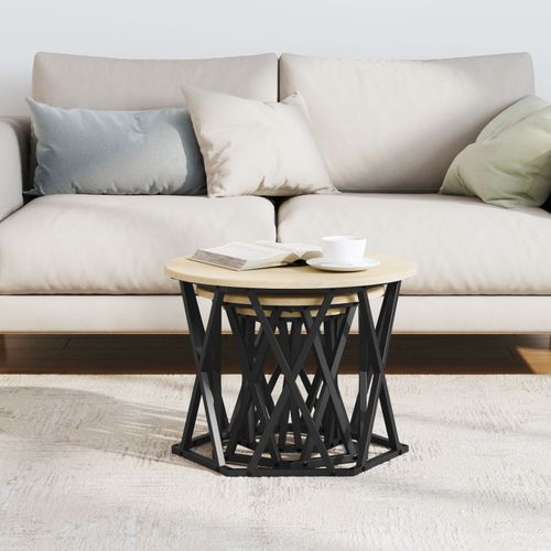 Zestaw stołów bocznych 3 szt. z dębu sonoma z drewna inżynieryjnego na Arena.pl