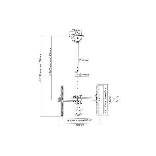 UCHWYT SUFITOWY TV REGULOWANY 37-70 CALI TECHLY zdjęcie 3