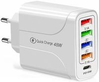 ŁADOWARKA SIECIOWA 5A BIAŁA VEGA FASTON 48W 4xUSB