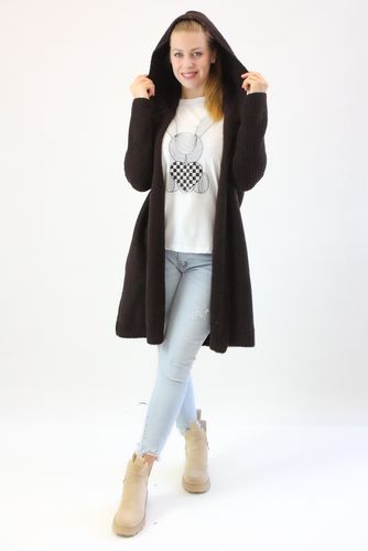 Wełniany kardigan z kapturem Paula Brązowy UNI na Arena.pl