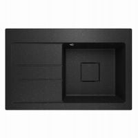 ZLEWOZMYWAK GRANITOWY LAVELLO QUBE1.0 CZARNY METALIK LEWY